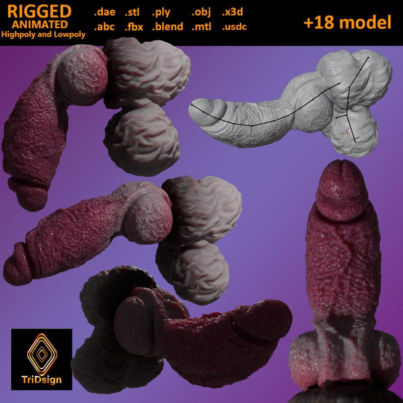 Lucan Werewolf Penis Sextoy Rigged Modèle 3D .c4d .max .obj .3ds .fbx .stl .blend