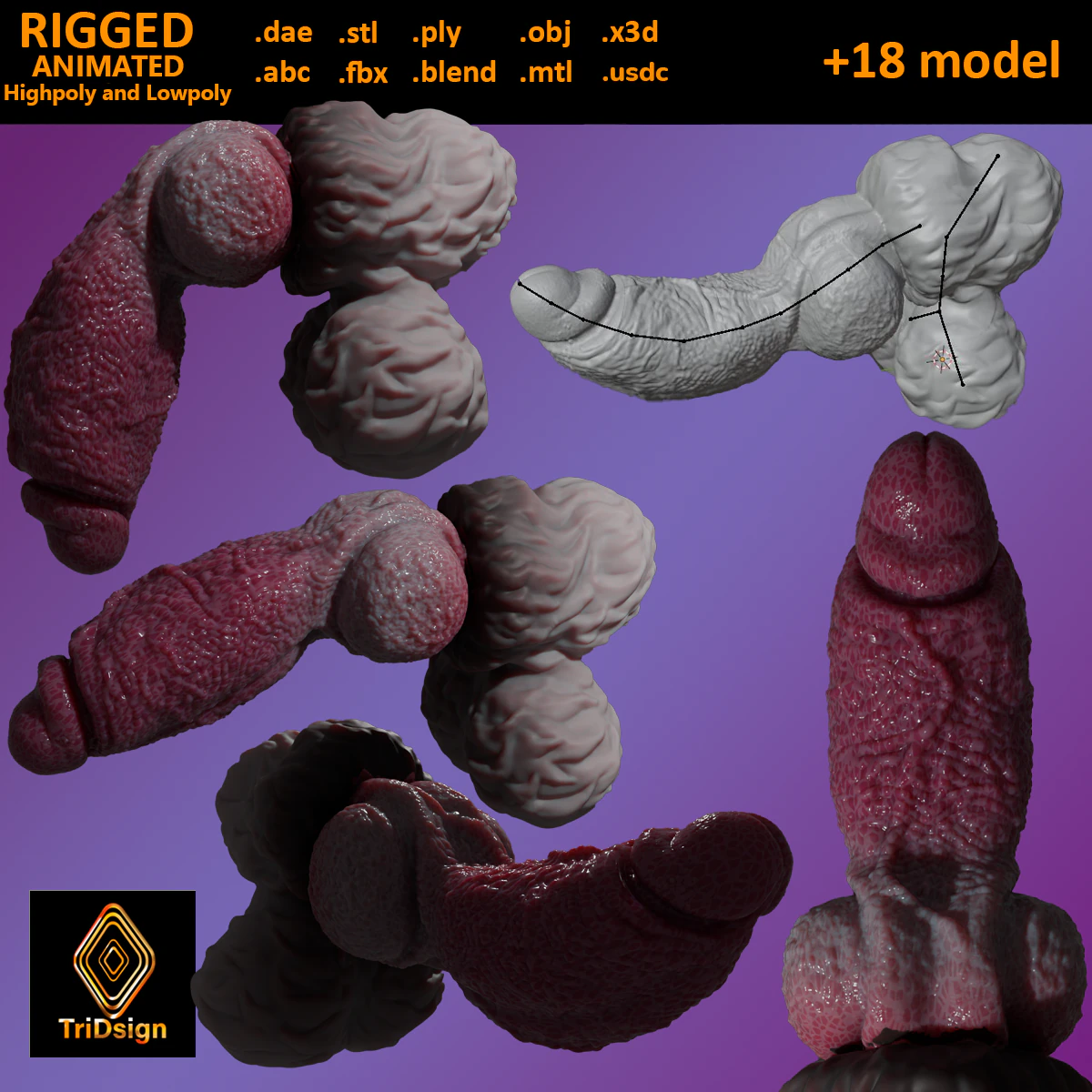 Lucan Werewolf Penis Sextoy Rigged 3D Model .c4d .max .obj .3ds .fbx .stl .blend 