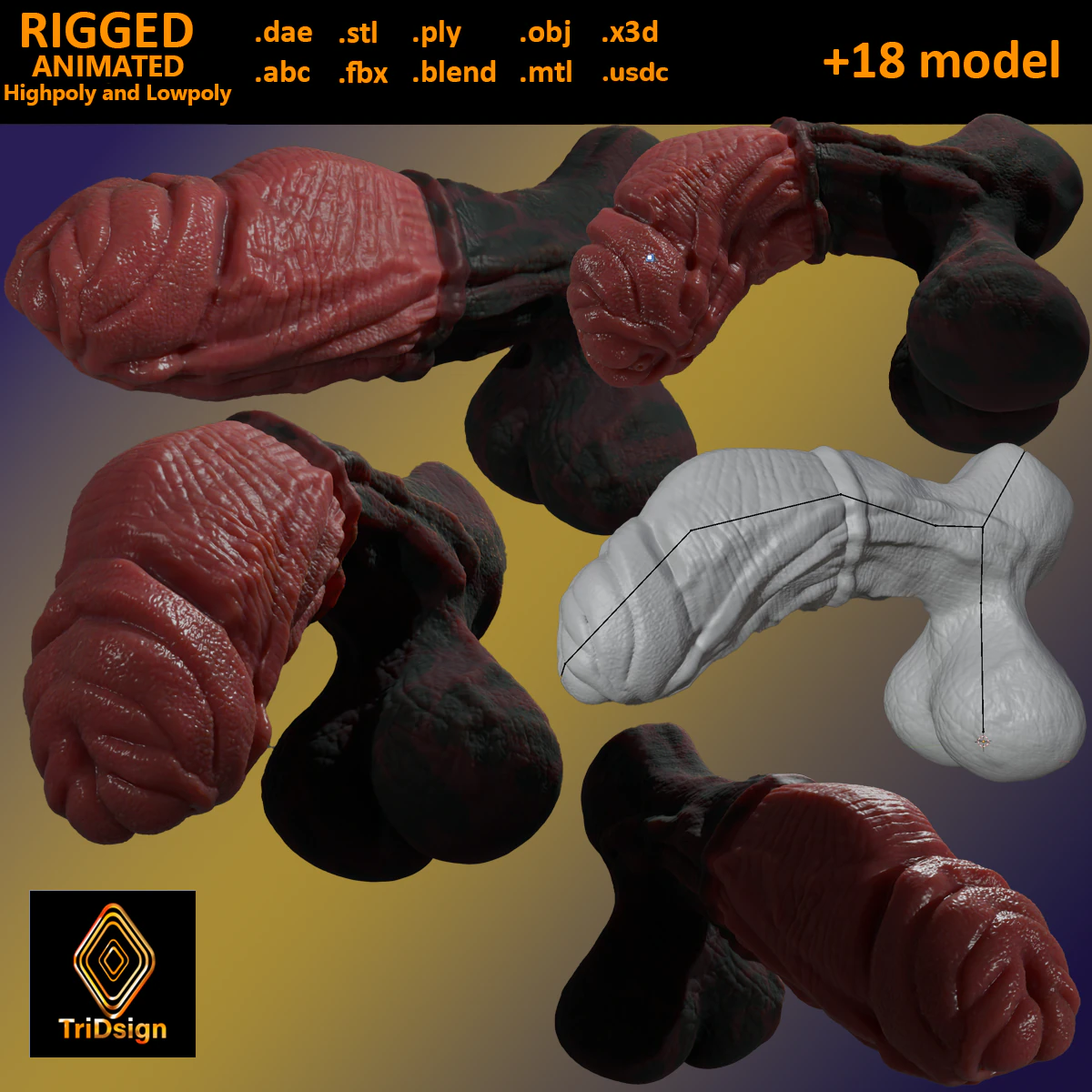 Celladon Dragon Penis Furry Sextoy Rigged 3D Model .c4d .max .obj .3ds .fbx .stl .blend 