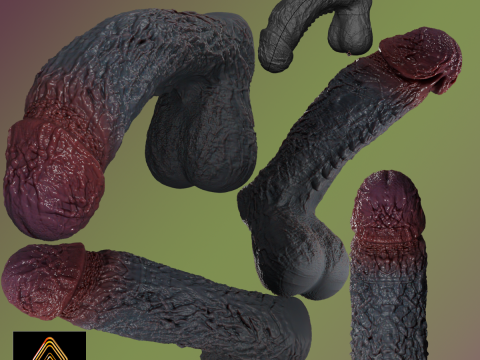 Lorkaz Fleshy Monster Penis Furry Sextoy Rigged 3D Model