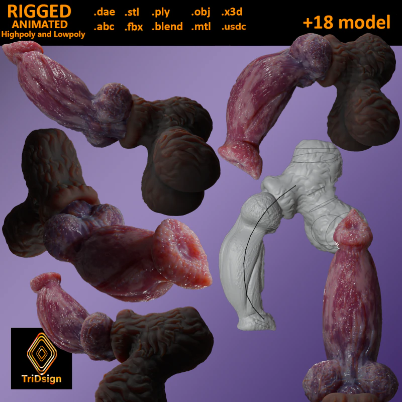 Fantasy Thain Werewolf Pene truccato Lowpoly e Highpoly Modello 3D .c4d .max .obj .3ds .fbx .stl .blend 
