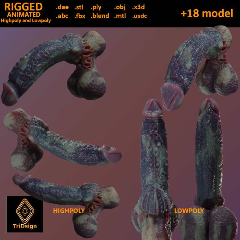 Xanath Alien Penis and Balls Rigged 3D Model .c4d .max .obj .3ds .fbx .stl .blend 