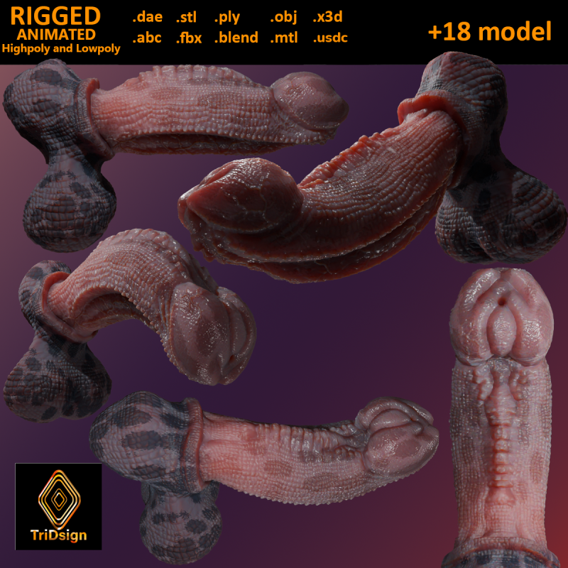 Fantasy Diragan Dragon Penis Rigged 3D Model .c4d .max .obj .3ds .fbx .stl .blend
