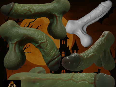 ファンタジー ハロウィーンの不気味なオークのペニスが装備されています 3Dモデル