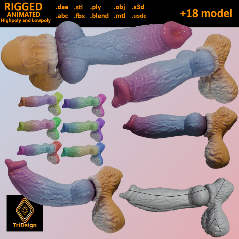 Fantasy Blue Fox Furry Penis Rigged 3D Model .c4d .max .obj .3ds .fbx .stl .blend 
