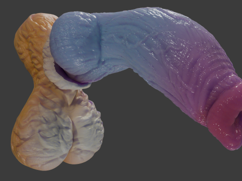 Fantasy Blue Fox Furry Penis Rigged 3D Model