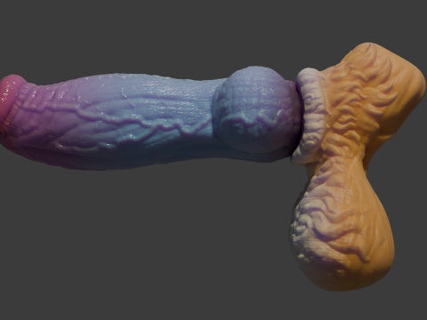 Fantasy Blue Fox Furry Penis Rigged 3D Model