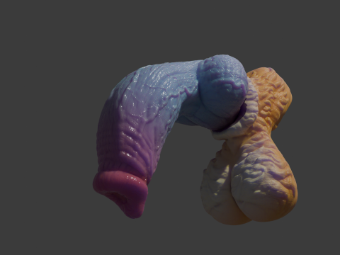 Fantasy Blue Fox Furry Penis Rigged 3D Model