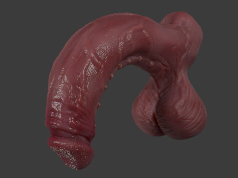 Devil Monster Penis Lowpoly and Highpoly 3D Model