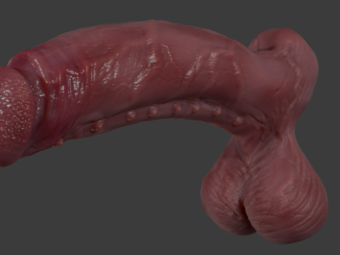 Pene del mostro del diavolo Lowpoly e Highpoly Modello 3D