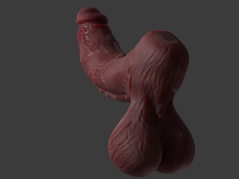 Pene del mostro del diavolo Lowpoly e Highpoly Modello 3D