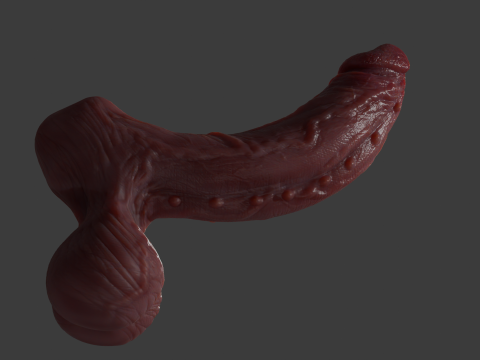 Pene del mostro del diavolo Lowpoly e Highpoly Modello 3D