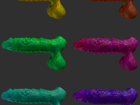 Oni Demon Penis Sextoy Lowpoly und Highpoly manipuliert 3D Modell