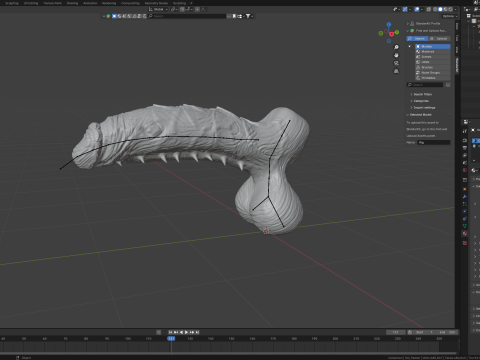 Oni Demon Penis Sextoy Lowpoly und Highpoly manipuliert 3D Modell