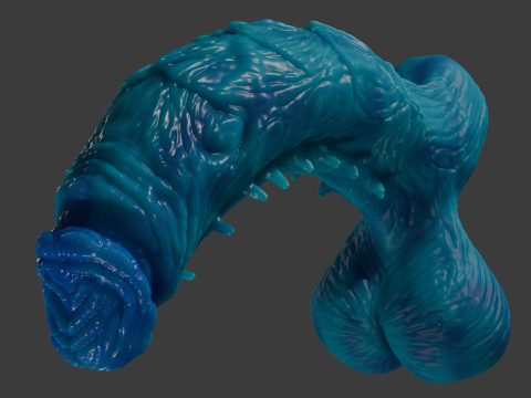 Oni Demon Penis Sextoy Lowpoly und Highpoly manipuliert 3D Modell