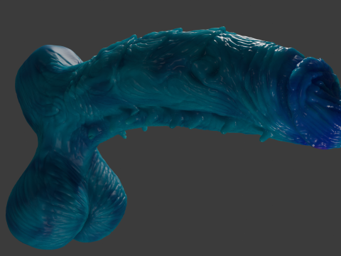 Oni Demon Penis Sextoy Lowpoly und Highpoly manipuliert 3D Modell