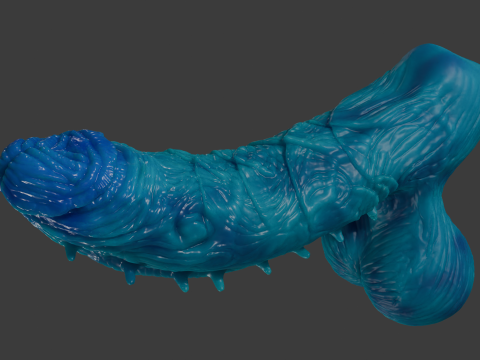 Oni Demon Penis Sextoy Lowpoly und Highpoly manipuliert 3D Modell