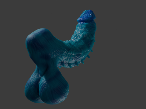 Oni Demon Penis Sextoy Lowpoly und Highpoly manipuliert 3D Modell