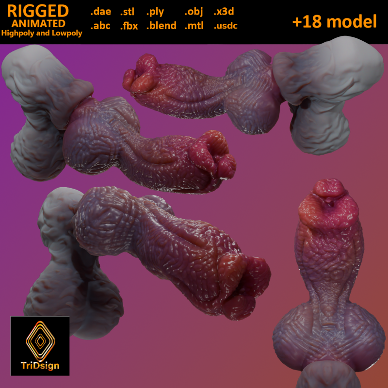 ファンタジーゾラ犬ペニスリギングローポリとハイポリ 3Dモデル .c4d .max .obj .3ds .fbx .stl .blend 