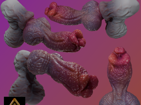 Fantasy Zorah Dog Penis manipuliert Lowpoly und Highpoly 3D Modell