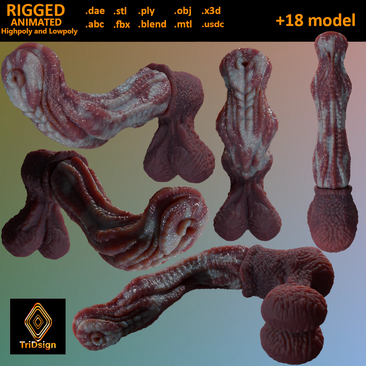 Fantasy Alien Horse Penis Rigged 3D Model .c4d .max .obj .3ds .fbx .stl .blend 