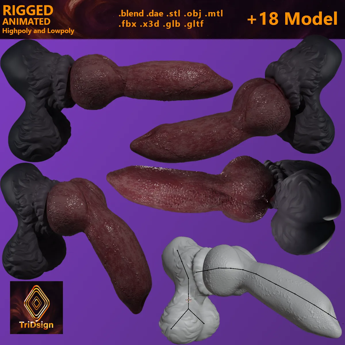 Fantasy Boxxx Werewolf Penis Sextoy 3D Model .c4d .max .obj .3ds .fbx .stl .blend 