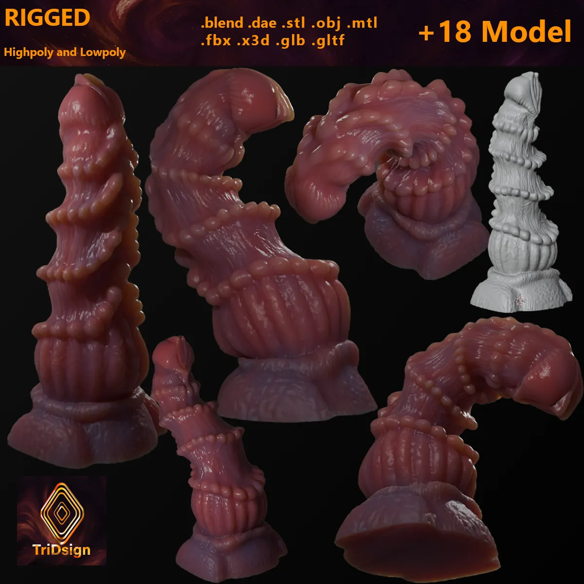 Fantasy Beligrosso Dragon Penis Rigged 3D Model .c4d .max .obj .3ds .fbx .stl .blend