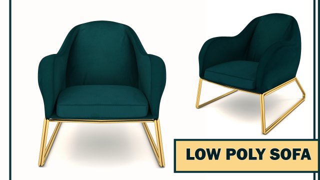 low poly sofa Modello 3D .c4d .max .obj .3ds .fbx .stl .blend 