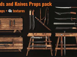 20swords and knives props pack 3D Модель
