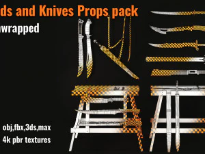 20swords and knives props pack 3D Model