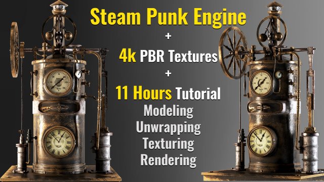steampunk engine asset4kpbr textures Modèle 3D .c4d .max .obj .3ds .fbx .stl .blend 