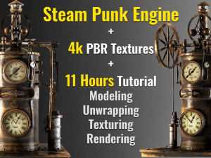 steampunk engine asset4kpbr textures 3D Model