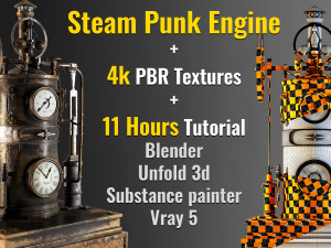 steampunk engine asset4kpbr textures Modèle 3D
