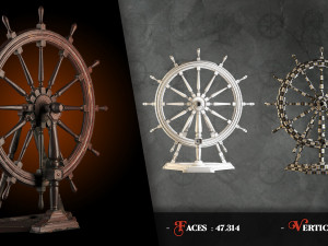 30 low poly ship steering wheel base meshes free game asset 4k pbr texture 3D Model
