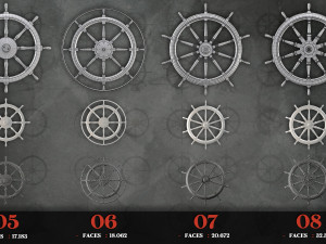 30 low poly ship steering wheel base meshes free game asset 4k pbr texture 3D Model