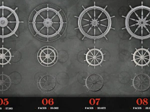 30 low poly ship steering wheel base meshes free game asset 4k pbr texture 3D Model