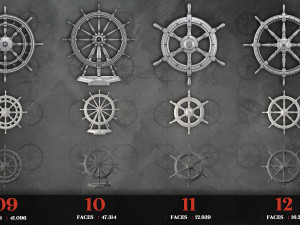 30 low poly ship steering wheel base meshes free game asset 4k pbr texture 3D Model