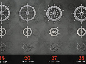 30 low poly ship steering wheel base meshes free game asset 4k pbr texture 3D Model