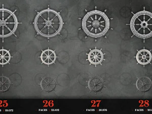 30 low poly ship steering wheel base meshes free game asset 4k pbr texture 3D Model