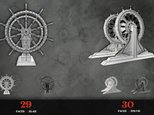 30 low poly ship steering wheel base meshes free game asset 4k pbr texture 3D Model