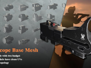 20 Low Poly Scope Base Meshes Low-poly scope asset 3D Models