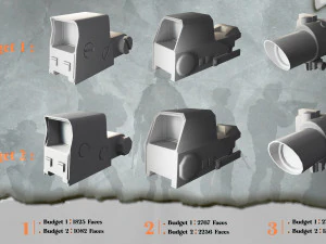 20 Low Poly Scope Base Meshes Low-poly scope asset 3D Model