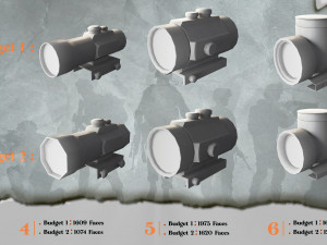 20 Low Poly Scope Base Meshes Low-poly scope asset Modelo 3D