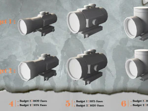 20 Low Poly Scope Base Meshes Low-poly scope asset 3D Model