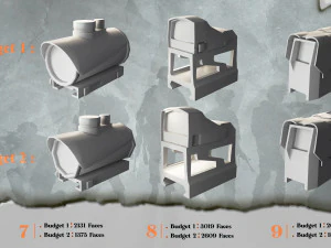 20 Low Poly Scope Base Meshes Low-poly scope asset 3D Model