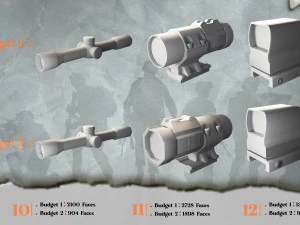 20 Low Poly Scope Base Meshes Low-poly scope asset 3D Model