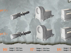 20 Low Poly Scope Base Meshes Low-poly scope asset 3D Model