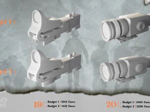 20 Low Poly Scope Base Meshes Low-poly scope asset 3D Model