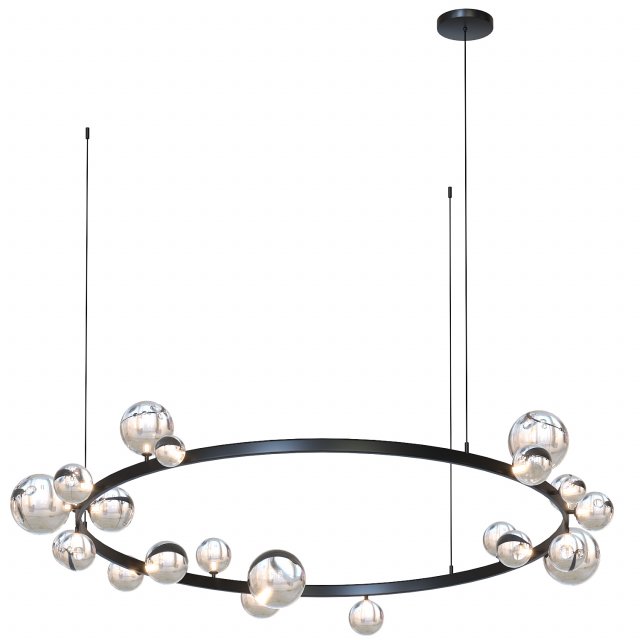 Black Glass Bubble Chandelier Modello 3D .c4d .max .obj .3ds .fbx .stl .blend 