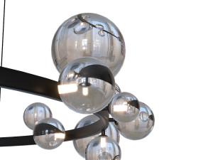 Black Glass Bubble Chandelier Modello 3D